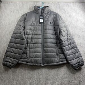 True Religion HS LS Puffer Jkt Granite Gray Mens Size M Jacket 107687